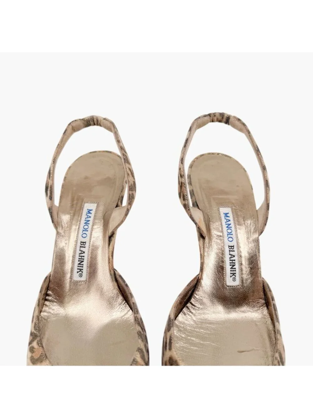 Manolo Blahnik Carolyn 70 Metallic Leopard Slingback Pumps Size 38.5 US 8.5
